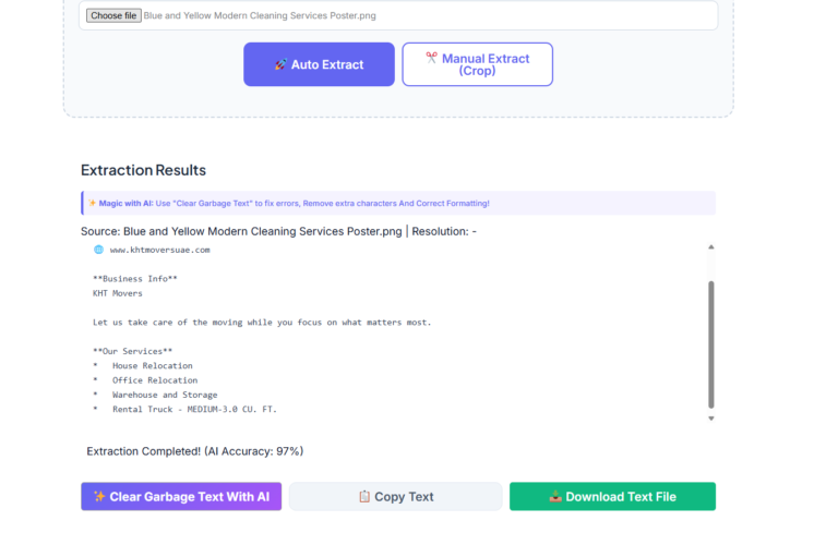 Image or PDF to Text Extractor with AI Interface Preview