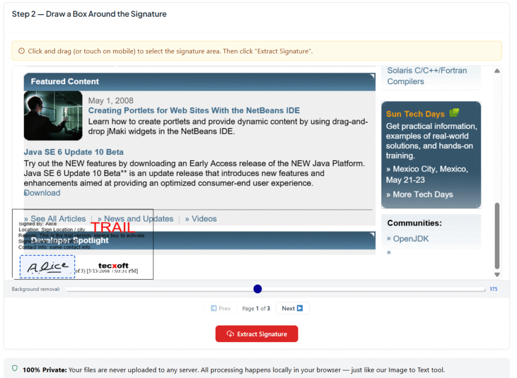 free signature extract from pdf and images online